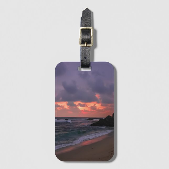 Romantic Beach at Dusk Luggage Tag (Front Vertical)