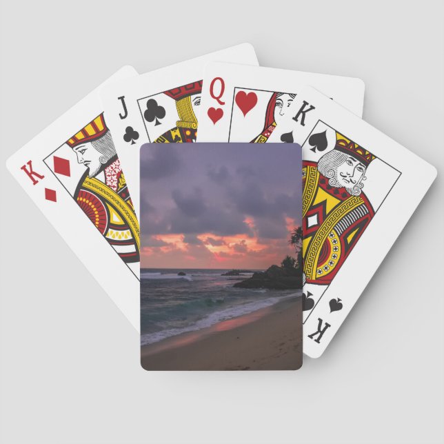 Romantic Beach at Dusk Playing Cards (Back)
