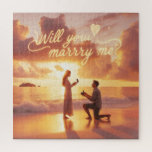 Romantic Beach Proposal Puzzle<br><div class="desc">Capture the magic of a once-in-a-lifetime moment with this romantic "Will You Marry Me?" jigsaw puzzle. Featuring a breathtaking sunset beach scene where love meets destiny, this design showcases a heartfelt marriage proposal under a golden sky with soft waves and a dreamy atmosphere. Whether you're celebrating your engagement, planning a...</div>