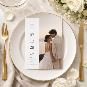 Romantic Beach Sunset Save the Date Wedding Photo