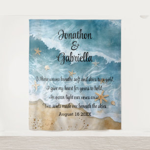 Romantic Beach Wedding Backdrop Tapestry