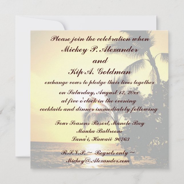 Romantic Beach Wedding Celebration Invitation (Front)