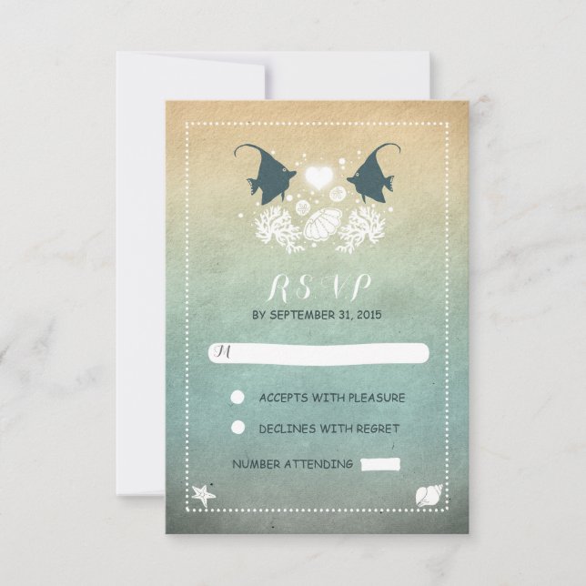romantic beach wedding RSVP cards (Front)