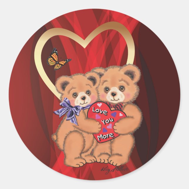 Romantic Bears  Classic Round Sticker (Front)