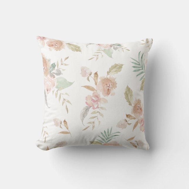romantic beautiful watercolor flowers scatter cushion (Front)