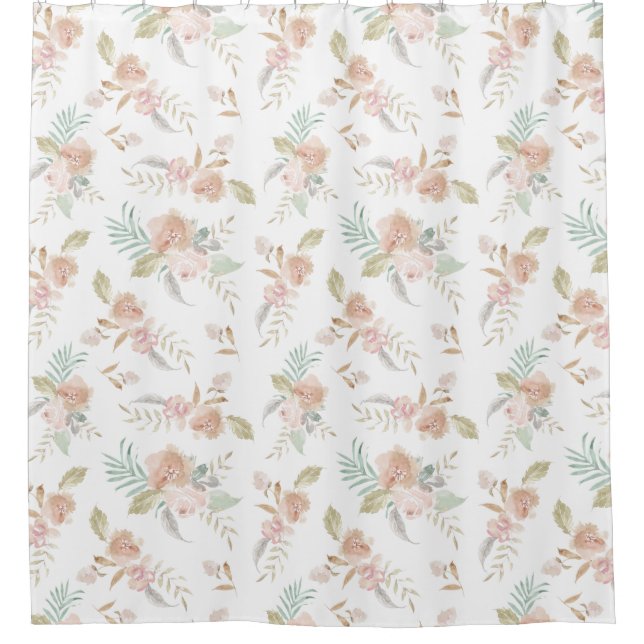 romantic beautiful watercolor flowers shower curtain (Front)