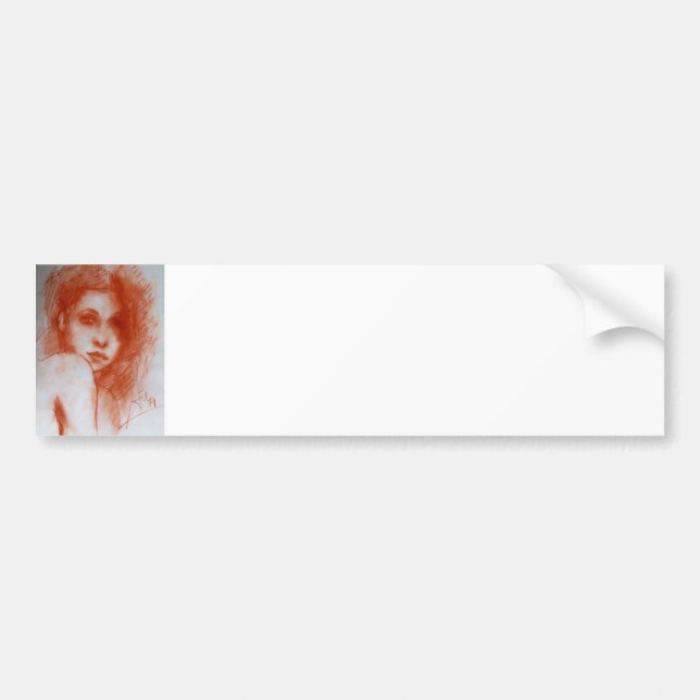 ROMANTIC BEAUTY / Woman Portrait in Sepia Brown Bumper Sticker (Front)