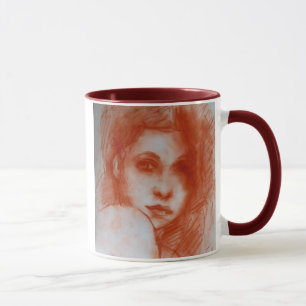 ROMANTIC BEAUTY / Woman Portrait in Sepia Brown Mug