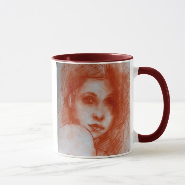 ROMANTIC BEAUTY / Woman Portrait in Sepia Brown Mug (Right)