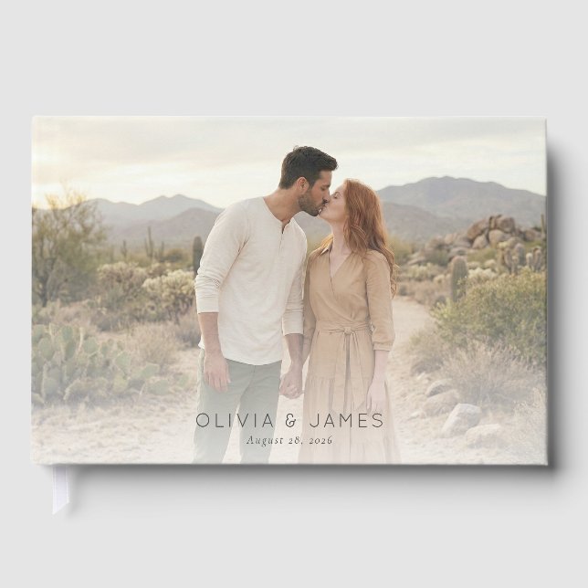 Romantic Beige Desert Photo Guest Book (Front)