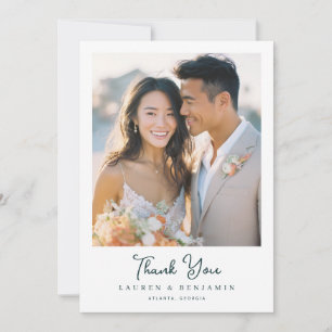 Romantic Beige Elegant Photo Thank You Card