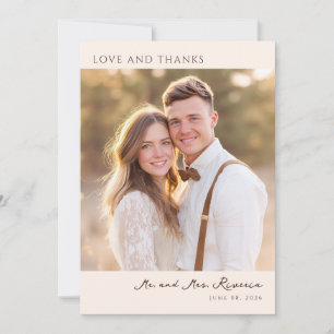 Romantic Beige Elegant Photo Thank You Card