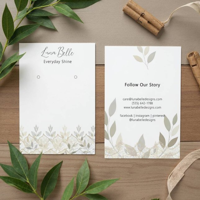 Romantic Beige Foliage Lace Illustration Card (Lace Foliage Design)