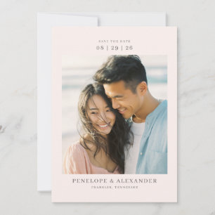 Romantic Beige Minimalist Photo Save The Date