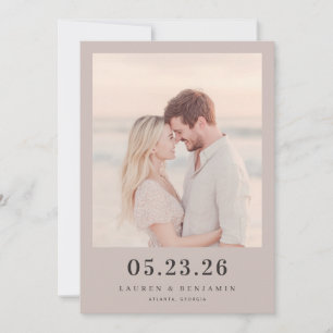Romantic Beige Naturalistic Photo Save The Date
