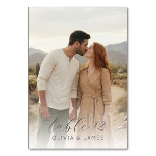 Romantic Beige Outdoor Photo Table Number