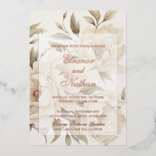 Romantic Beige Peonies Floral Vintage Fall Wedding