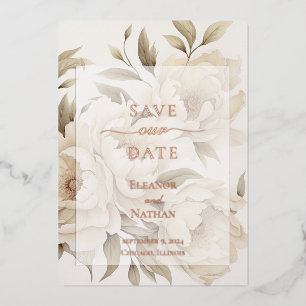 Romantic Beige Peonies Floral Vintage Fall Wedding