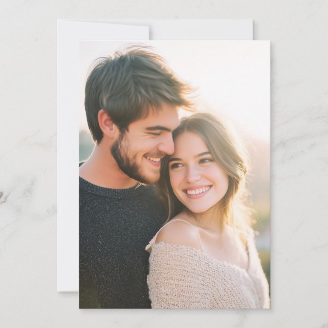 Romantic Beige Photo Invitation (Front)