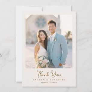 Romantic Beige Vintage Photo Thank You Card