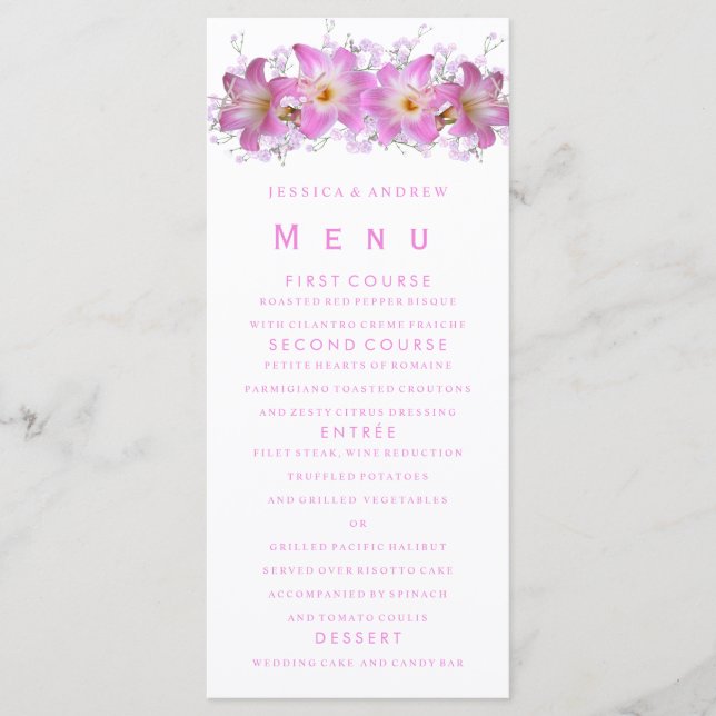 Romantic Belladonna Lilies Menu (Front)