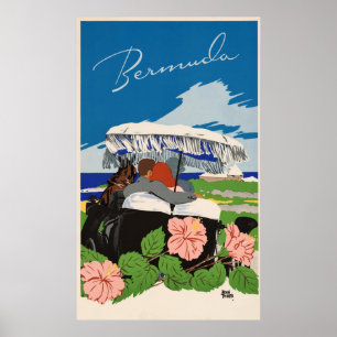 Romantic Bermuda retro vintage travel ad Poster