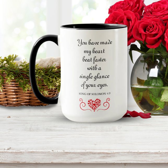 Romantic 💌 Bible Verse Song of Solomon Quote Mug (Heart Beat Faster | Romantic Bible Verse Quote Mug)