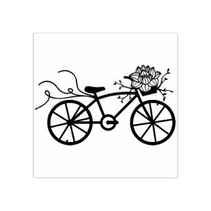 Romantic Bicycle Flower Scrapbooking Rubber Stamp