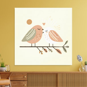 Romantic Bird Couple Canvas Wall Art