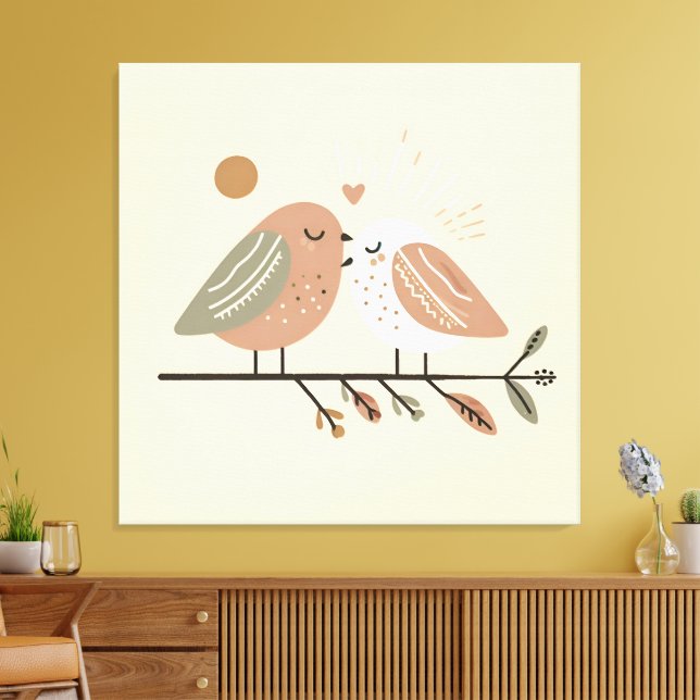 Romantic Bird Couple Canvas Wall Art (Insitu(LivingRoom))
