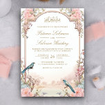 Romantic Birds Blush Pink Floral Muslim Wedding Invitation<br><div class="desc">Amaze your guests with this elegant islamic wedding invite featuring beautiful flowers and cute birds with modern typography. Simply add your event details on this easy-to-use template to make it a one-of-a-kind invitation.</div>