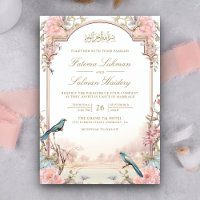 Romantic Birds Blush Pink Floral Muslim Wedding
