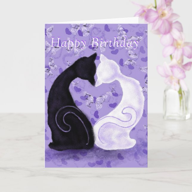 Romantic Birthday Card Beautiful Couple Love Heart (Orchid)