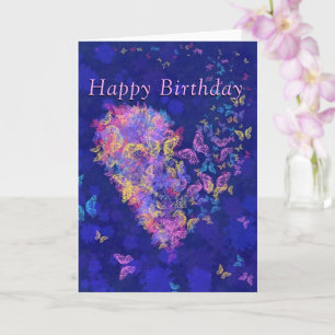 Romantic Birthday Card Butterfly Heart Love