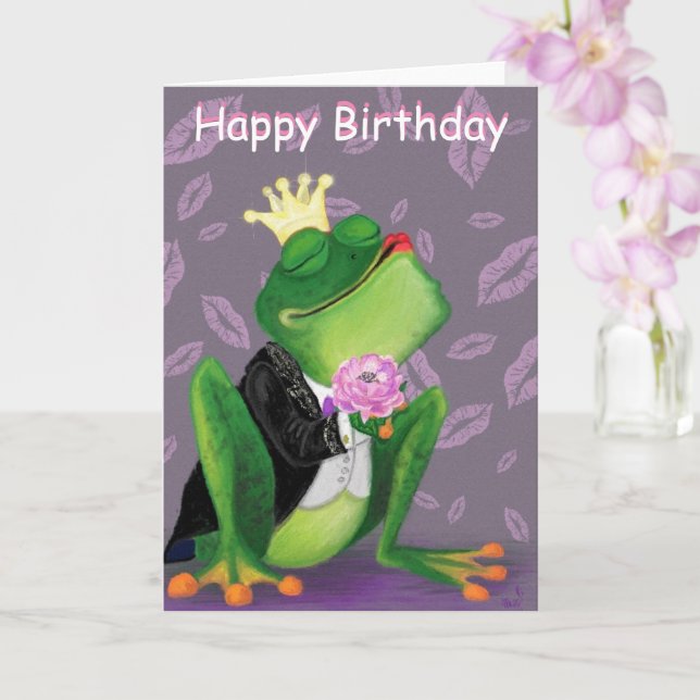 Romantic Birthday Card Frog Prince Love Funny (Orchid)