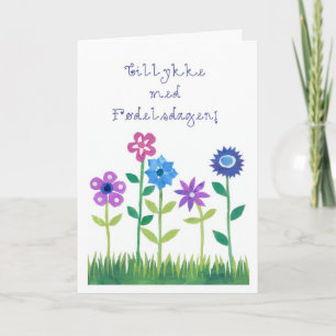 Romantic Birthday Card with Danish Greeting