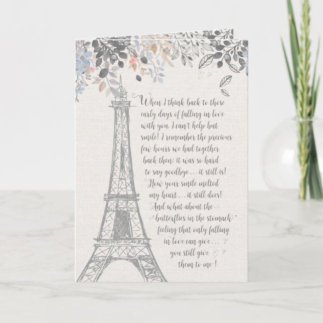 Romantic Birthday Eiffel Tower Card (Front)