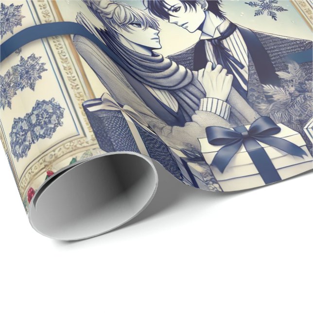 Romantic BL Manga Christmas Wrapping Paper (Roll Corner)