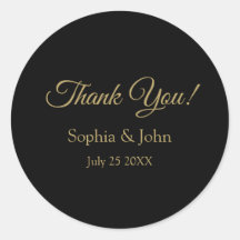Romantic Black and Gold Wedding Thank You