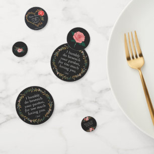 Romantic Black and Pink Romeo and Juliet Confetti