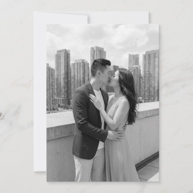 Romantic Black and White Photo Invitation (Front)