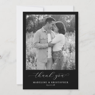 Romantic Black and White Photo Thank You Card