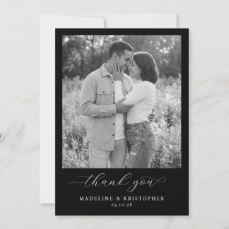 Romantic Black and White Photo Thank You Card