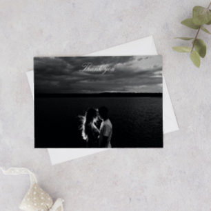 Romantic Black and White Photo Wedding Thank You Card
