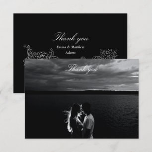 Romantic Black and White Photo Wedding Thank You Card