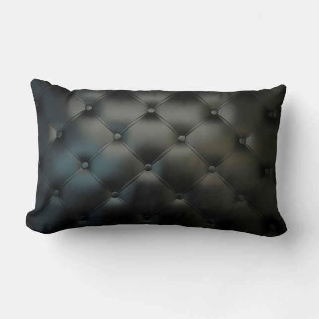 Romantic Black Beautiful Leather Lumbar Cushion (Front)