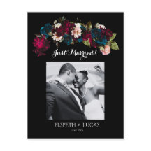 Romantic Black, Burgundy and Teal Floral Wedding