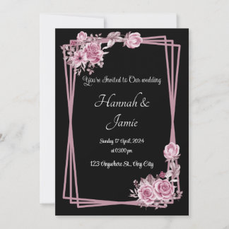 Romantic Black Calligraphy All Wedding invitation