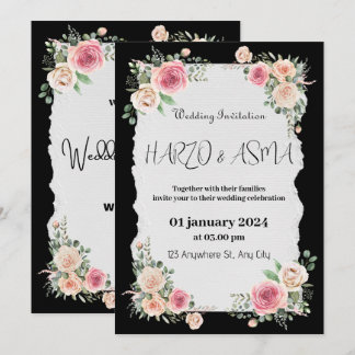 Romantic Black Calligraphy All Wedding invitation