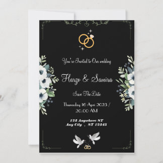 Romantic Black Calligraphy All Wedding invitation